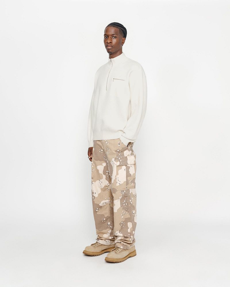 STUSSY HALF ZIP MOCK NECK SWEATER Blanche | STUSSY-56180