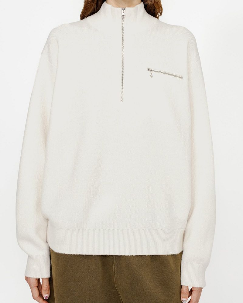 STUSSY HALF ZIP MOCK NECK SWEATER Blanche | STUSSY-56180