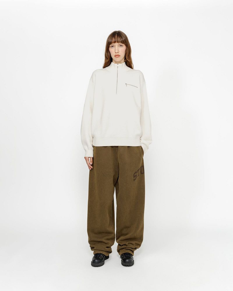 STUSSY HALF ZIP MOCK NECK SWEATER Blanche | STUSSY-56180