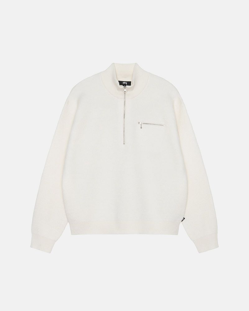 STUSSY HALF ZIP MOCK NECK SWEATER Blanche | STUSSY-56180