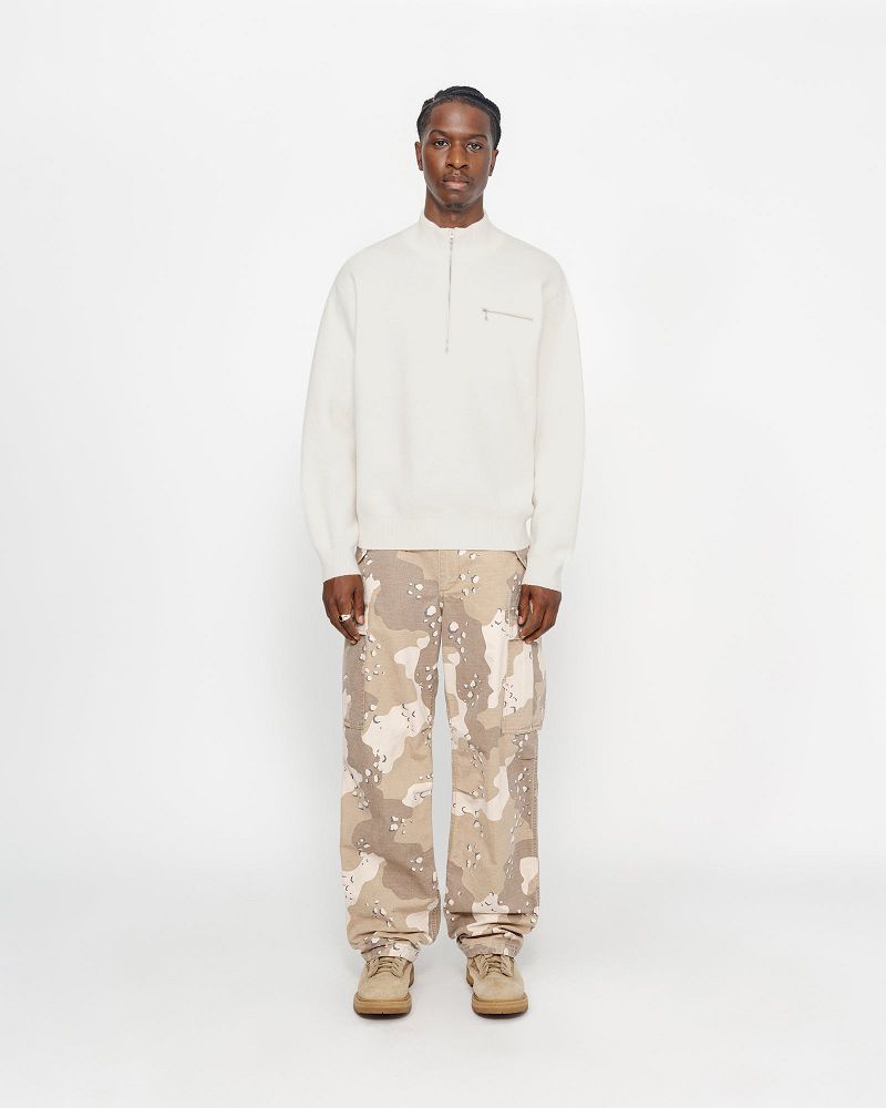 STUSSY HALF ZIP MOCK NECK SWEATER Blanche | STUSSY-56180