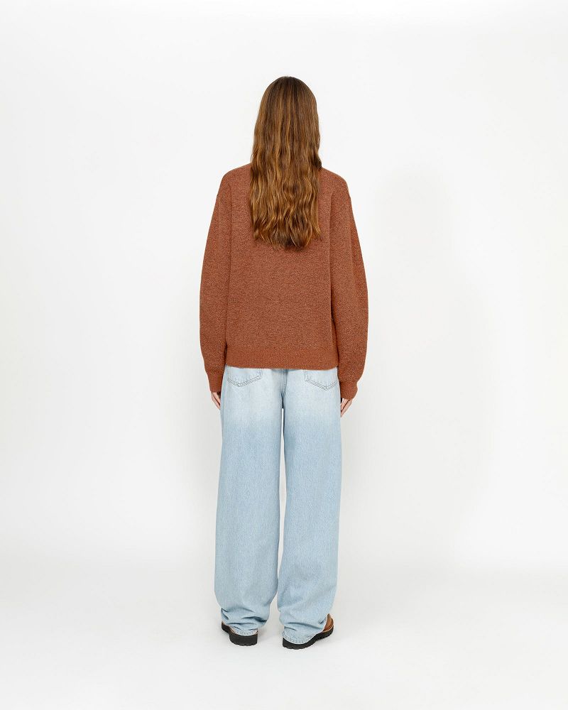 STUSSY HALF ZIP MOCK NECK SWEATER Marron | STUSSY-56181