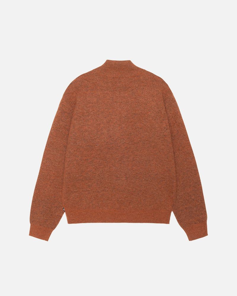 STUSSY HALF ZIP MOCK NECK SWEATER Marron | STUSSY-56181