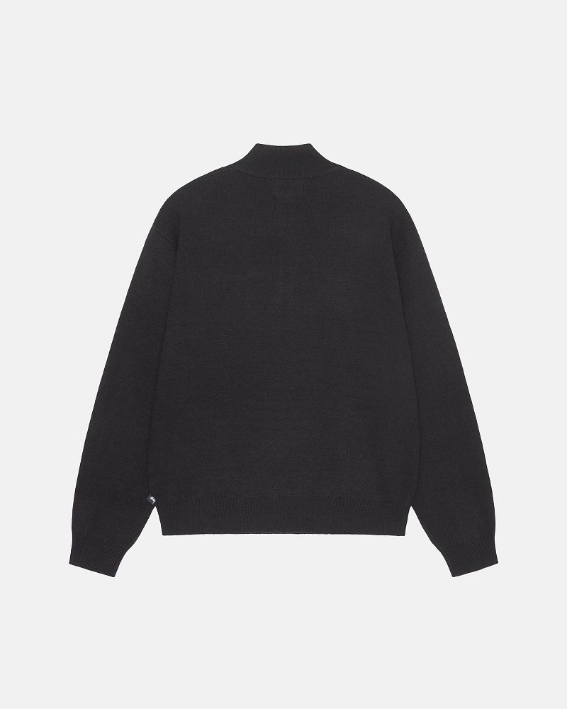 STUSSY HALF ZIP MOCK NECK SWEATER Noir | STUSSY-56178