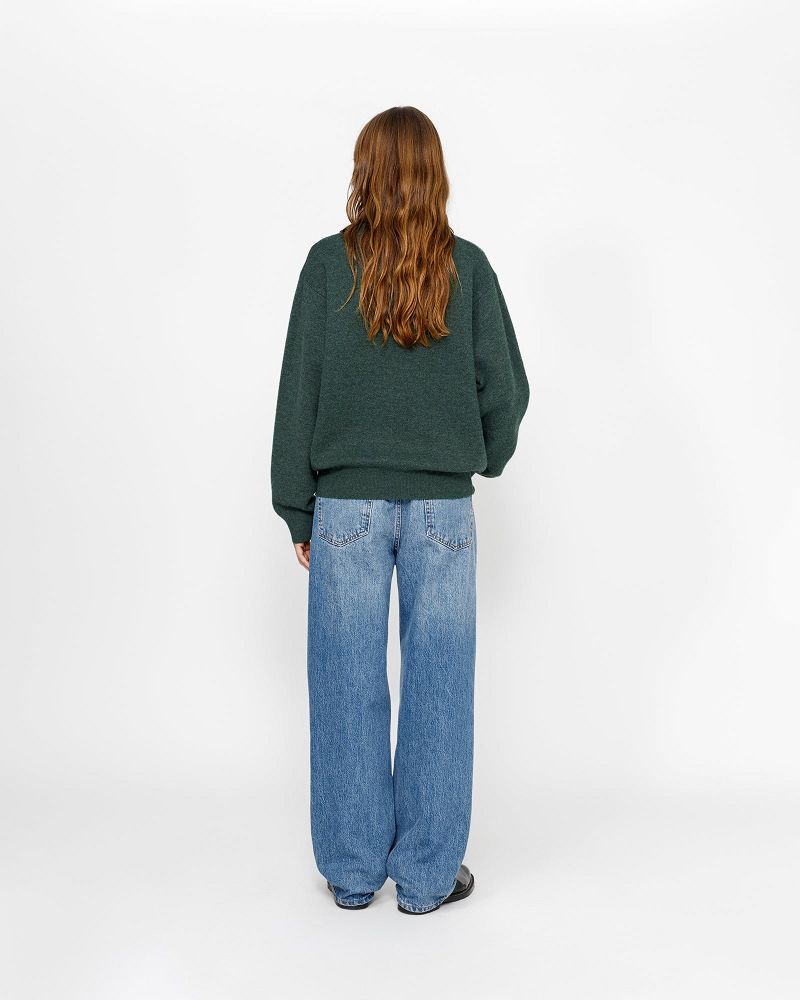 STUSSY HALF ZIP MOCK NECK SWEATER Vert Foncé | STUSSY-56179