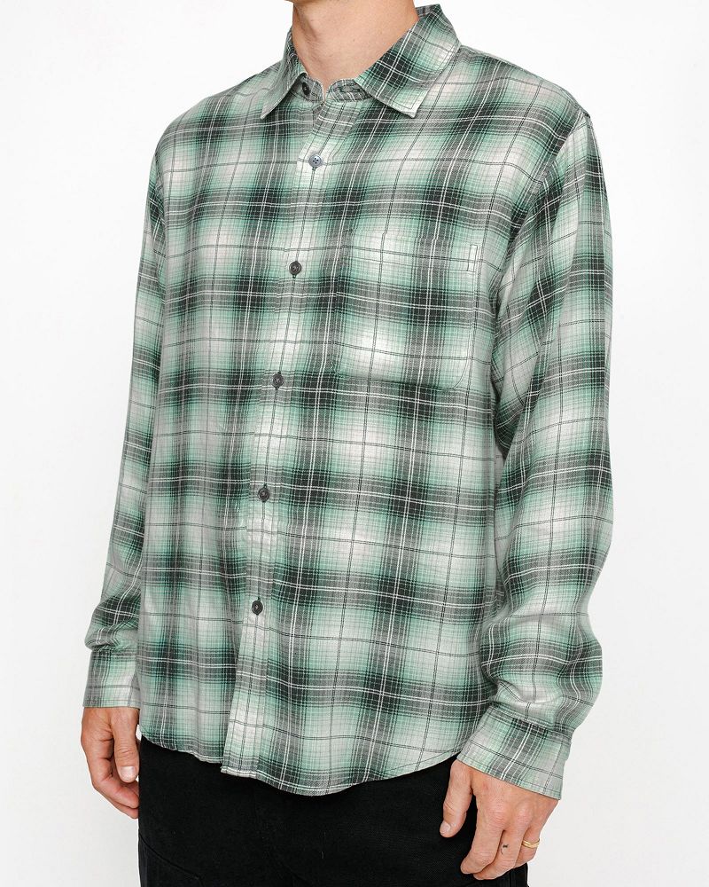 STUSSY MATTHEW SHIRT LG PRINTED PLAID Vert | STUSSY-56159