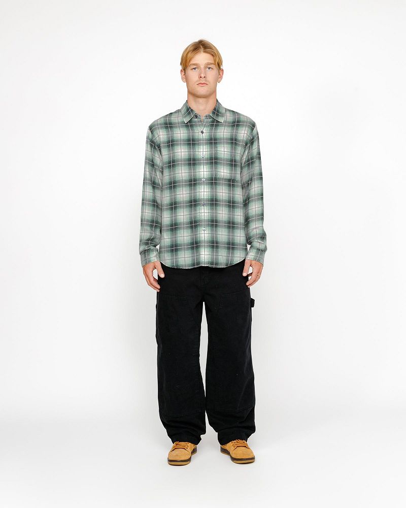 STUSSY MATTHEW SHIRT LG PRINTED PLAID Vert | STUSSY-56159