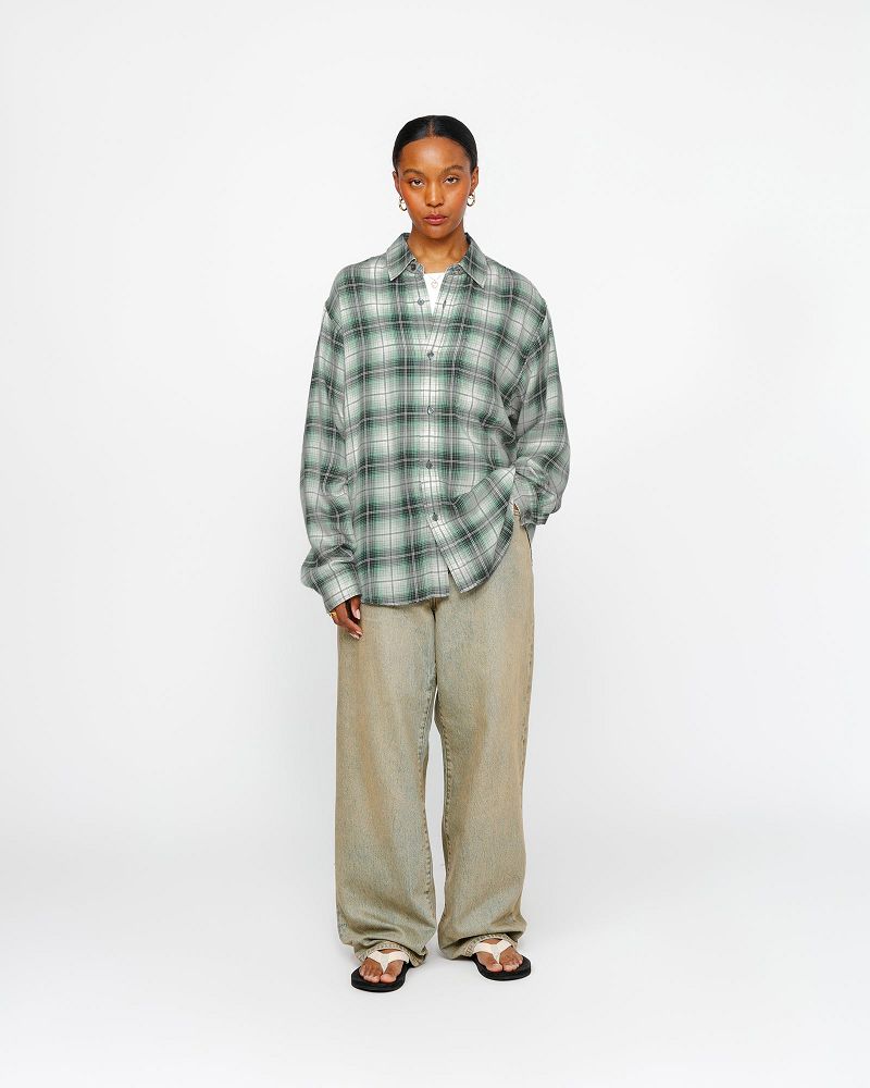 STUSSY MATTHEW SHIRT LG PRINTED PLAID Vert | STUSSY-56159
