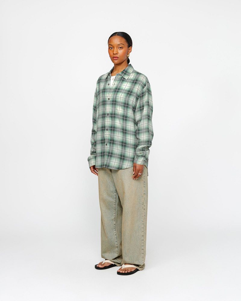 STUSSY MATTHEW SHIRT LG PRINTED PLAID Vert | STUSSY-56159