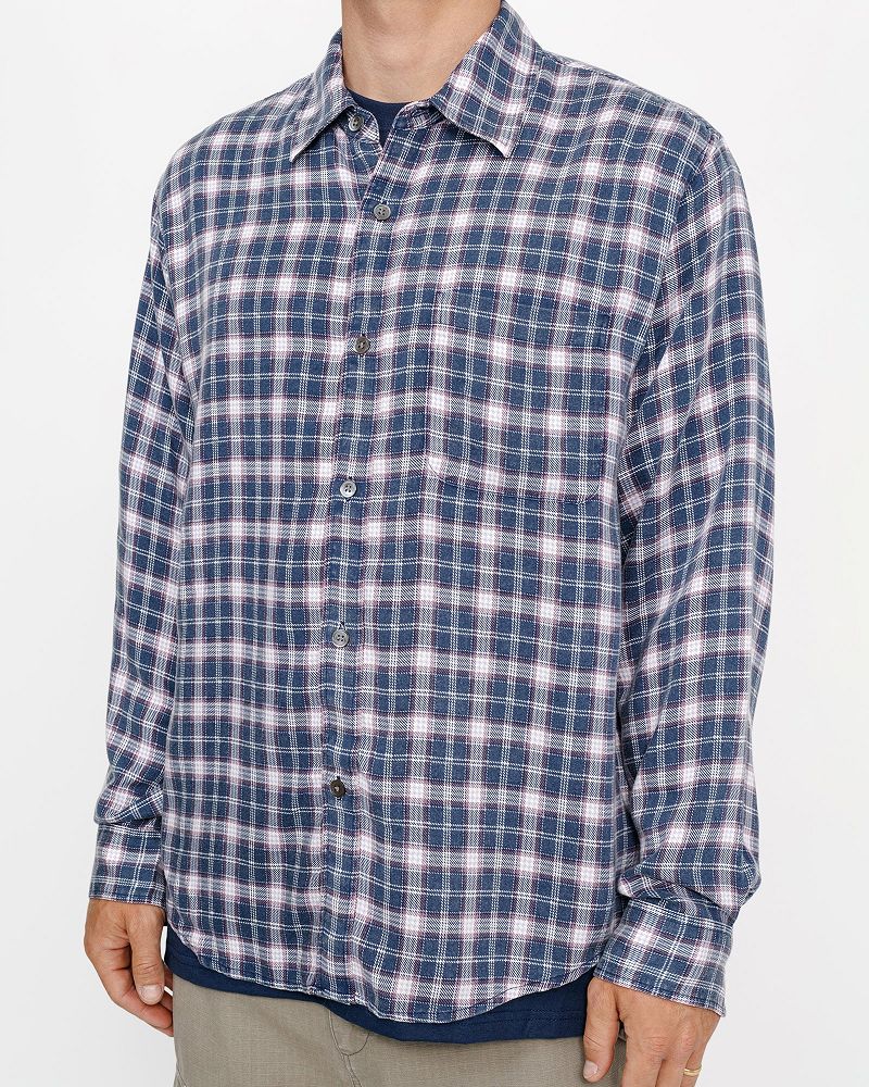 STUSSY MATTHEW SHIRT PRINTED PLAID Bleu Marine | STUSSY-56162