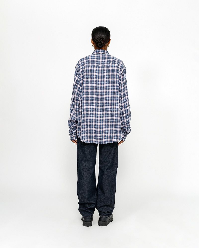 STUSSY MATTHEW SHIRT PRINTED PLAID Bleu Marine | STUSSY-56162