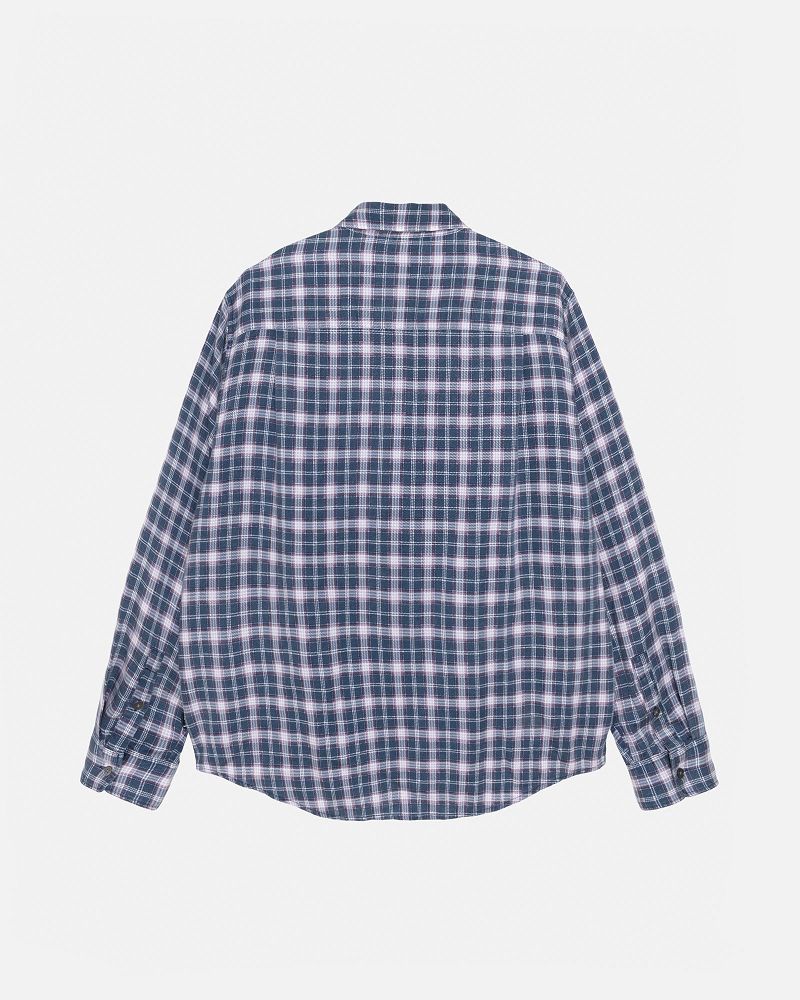 STUSSY MATTHEW SHIRT PRINTED PLAID Bleu Marine | STUSSY-56162