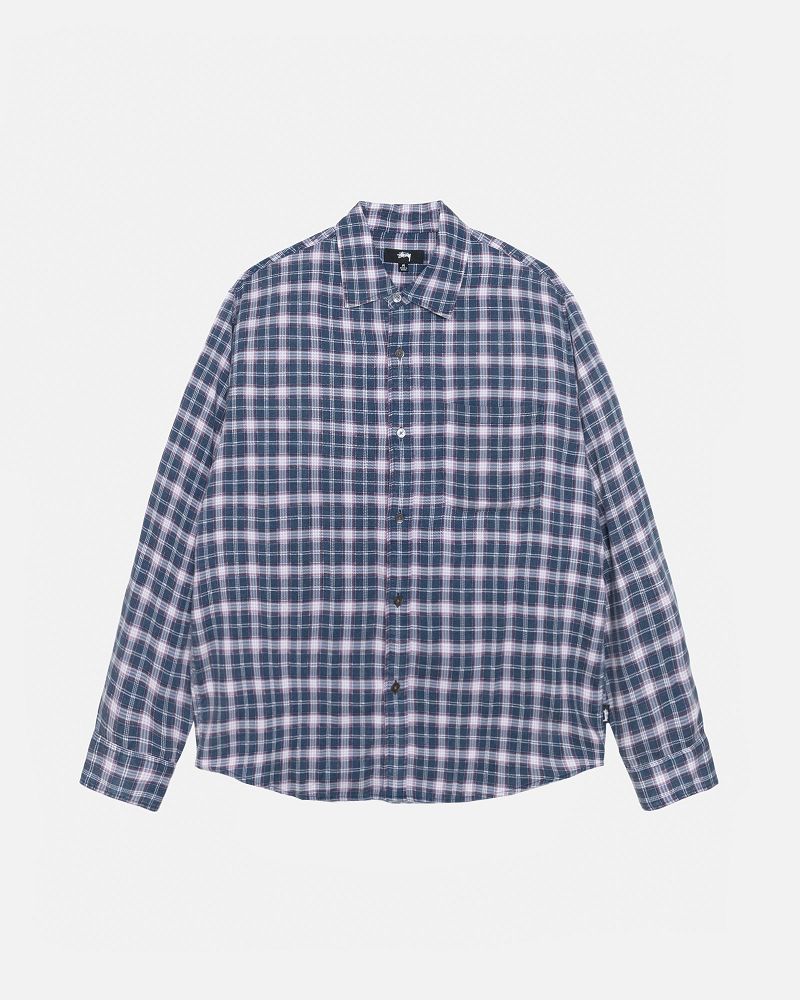 STUSSY MATTHEW SHIRT PRINTED PLAID Bleu Marine | STUSSY-56162