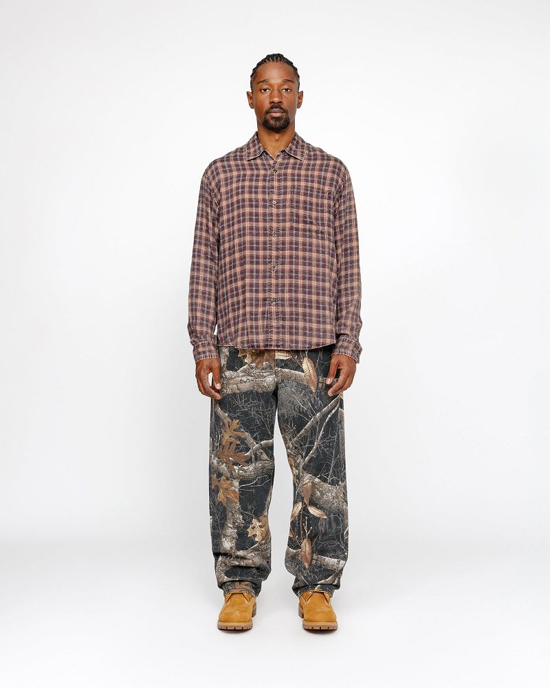 STUSSY MATTHEW SHIRT PRINTED PLAID Rouge Foncé | STUSSY-56164