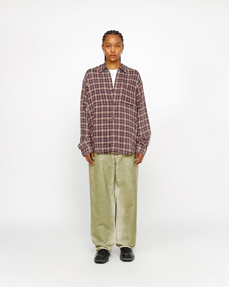 STUSSY MATTHEW SHIRT PRINTED PLAID Rouge Foncé | STUSSY-56164