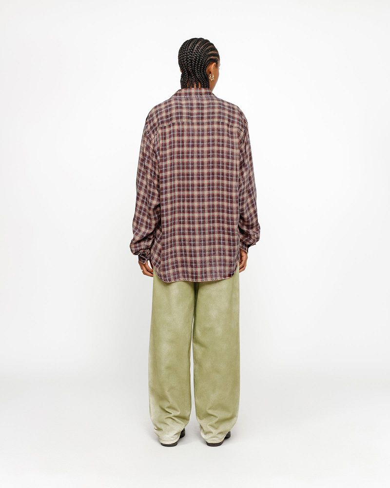 STUSSY MATTHEW SHIRT PRINTED PLAID Rouge Foncé | STUSSY-56164