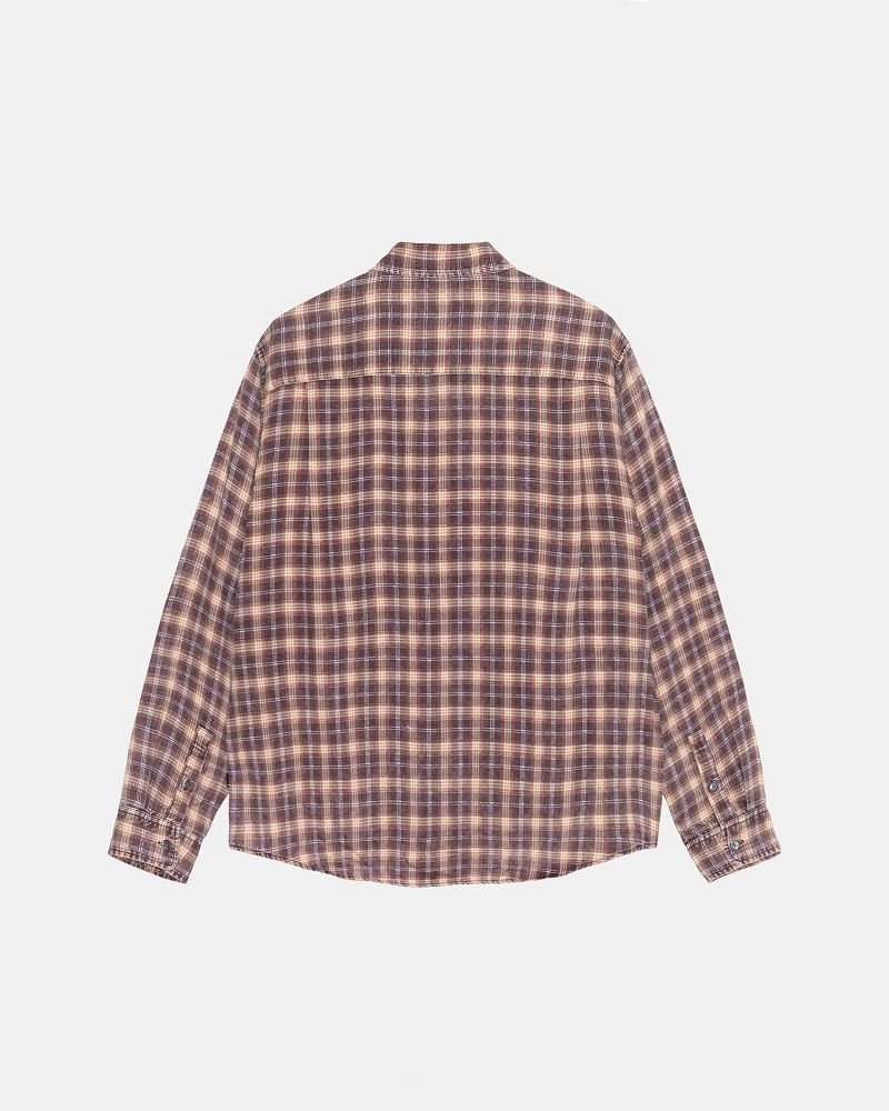 STUSSY MATTHEW SHIRT PRINTED PLAID Rouge Foncé | STUSSY-56164