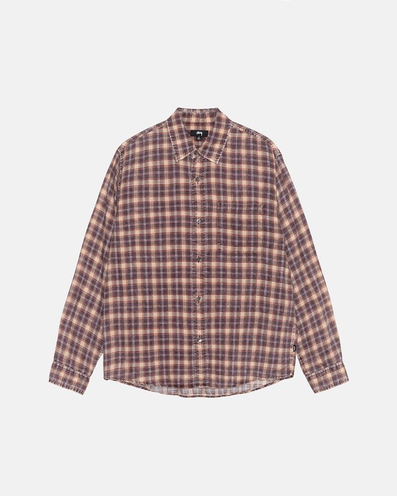 STUSSY MATTHEW SHIRT PRINTED PLAID Rouge Foncé | STUSSY-56164