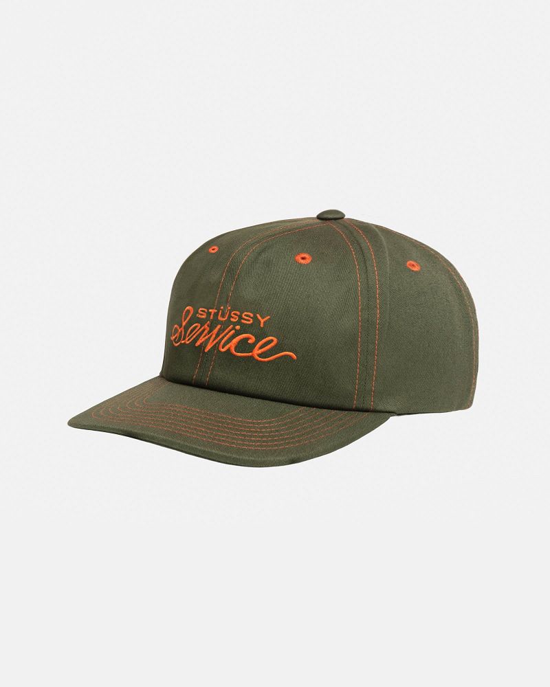 STUSSY MID-DEPTH SERVICE STRAPBACK Vert Olive Foncé | STUSSY-56002
