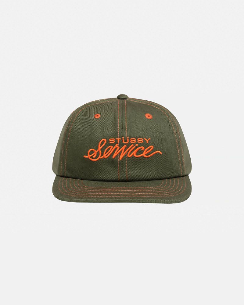 STUSSY MID-DEPTH SERVICE STRAPBACK Vert Olive Foncé | STUSSY-56002
