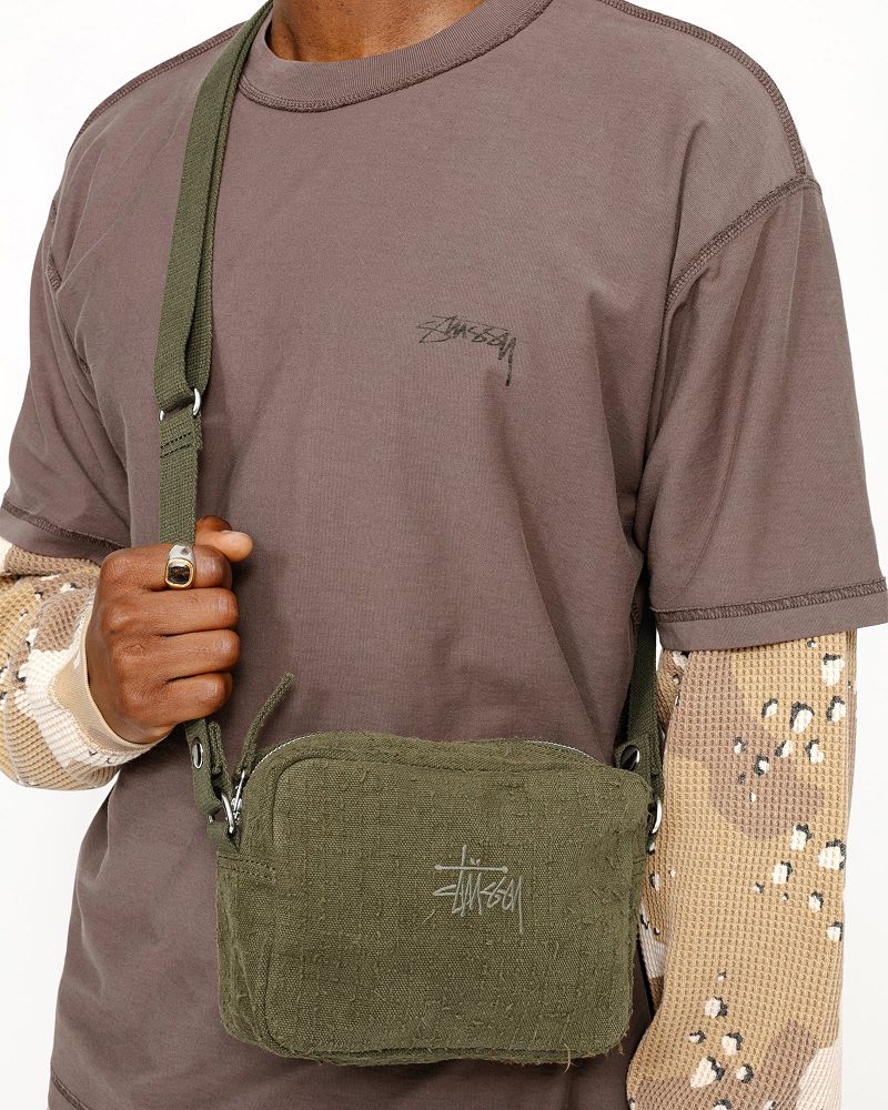 STUSSY NEEDLE PUNCH SIDE POUCH Vert Olive | STUSSY-55887