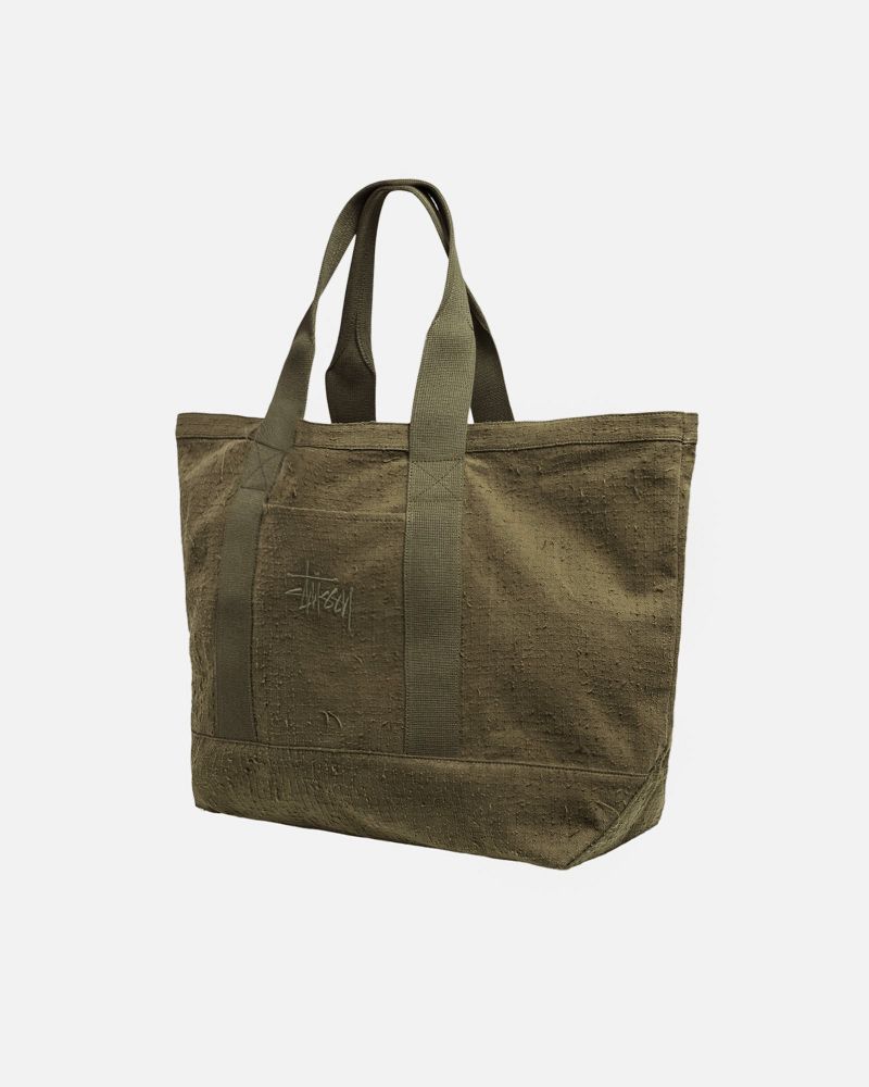STUSSY NEEDLE PUNCH XL TOTE BAG Vert Olive | STUSSY-55889
