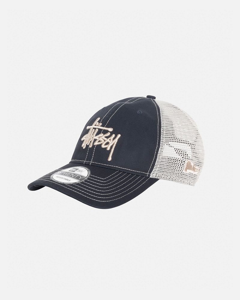STUSSY NEW ERA 9TWENTY BASIC TRUCKER Bleu Marine | STUSSY-55960