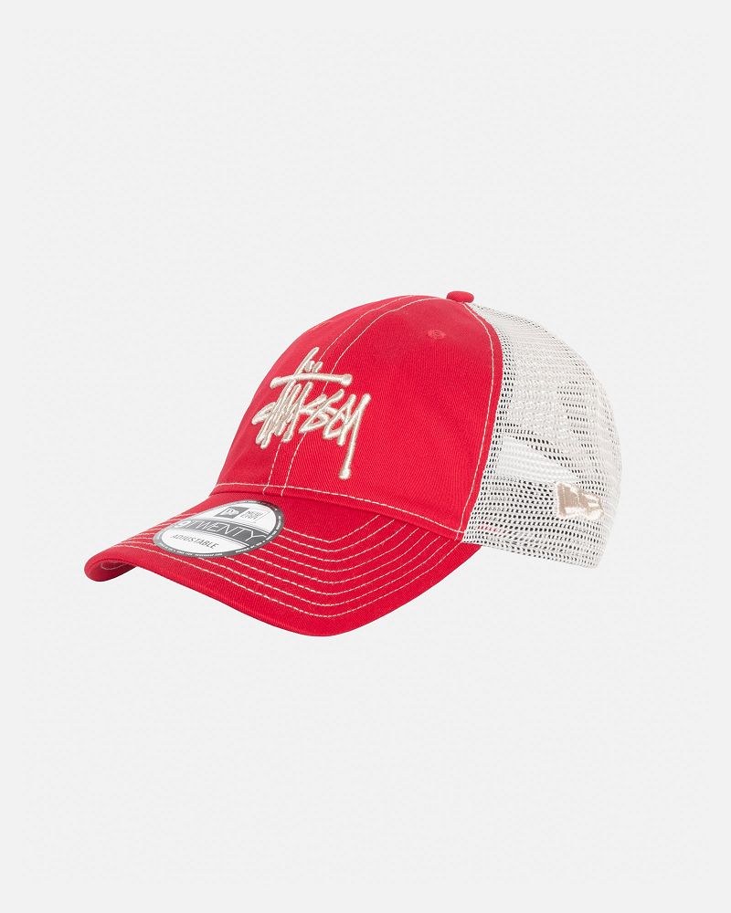 STUSSY NEW ERA 9TWENTY BASIC TRUCKER Rouge Foncé | STUSSY-55962