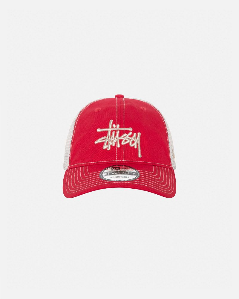 STUSSY NEW ERA 9TWENTY BASIC TRUCKER Rouge Foncé | STUSSY-55962
