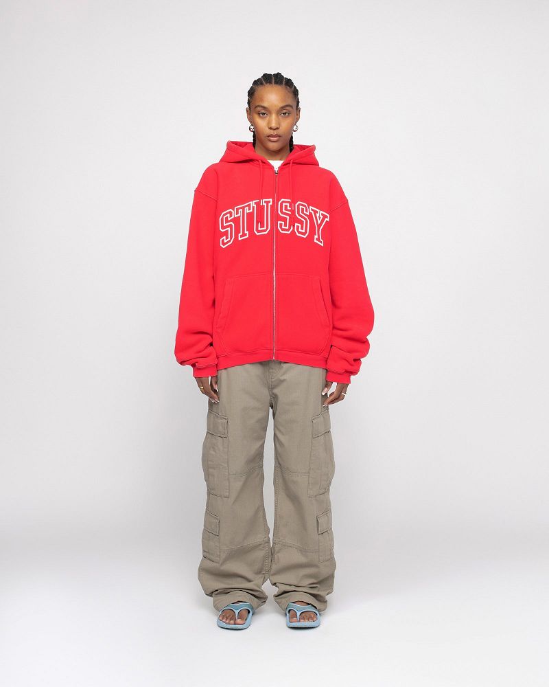 STUSSY OUTLINE ZIP HOODIE Rouge | STUSSY-56280