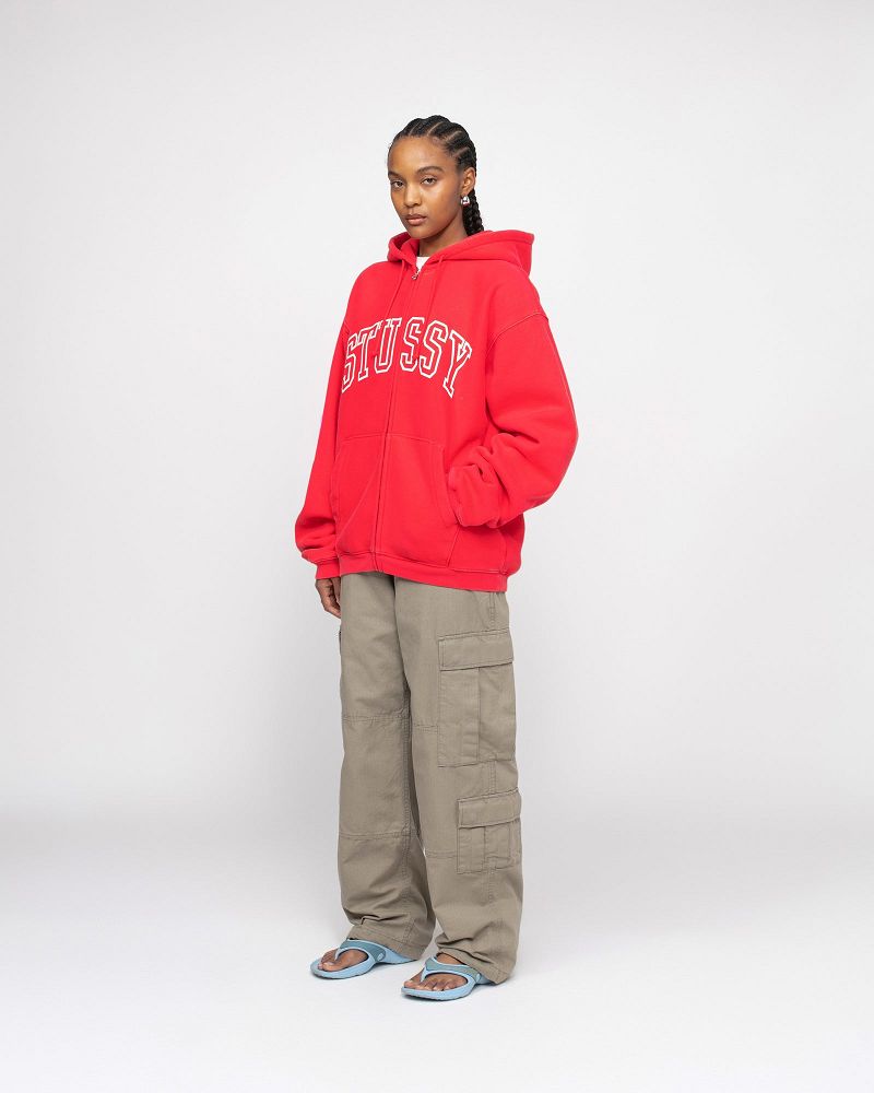 STUSSY OUTLINE ZIP HOODIE Rouge | STUSSY-56280