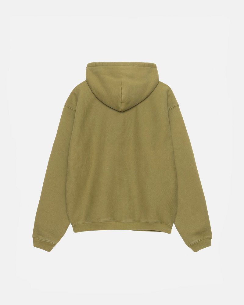 STUSSY OUTLINE ZIP HOODIE Vert Olive | STUSSY-56279