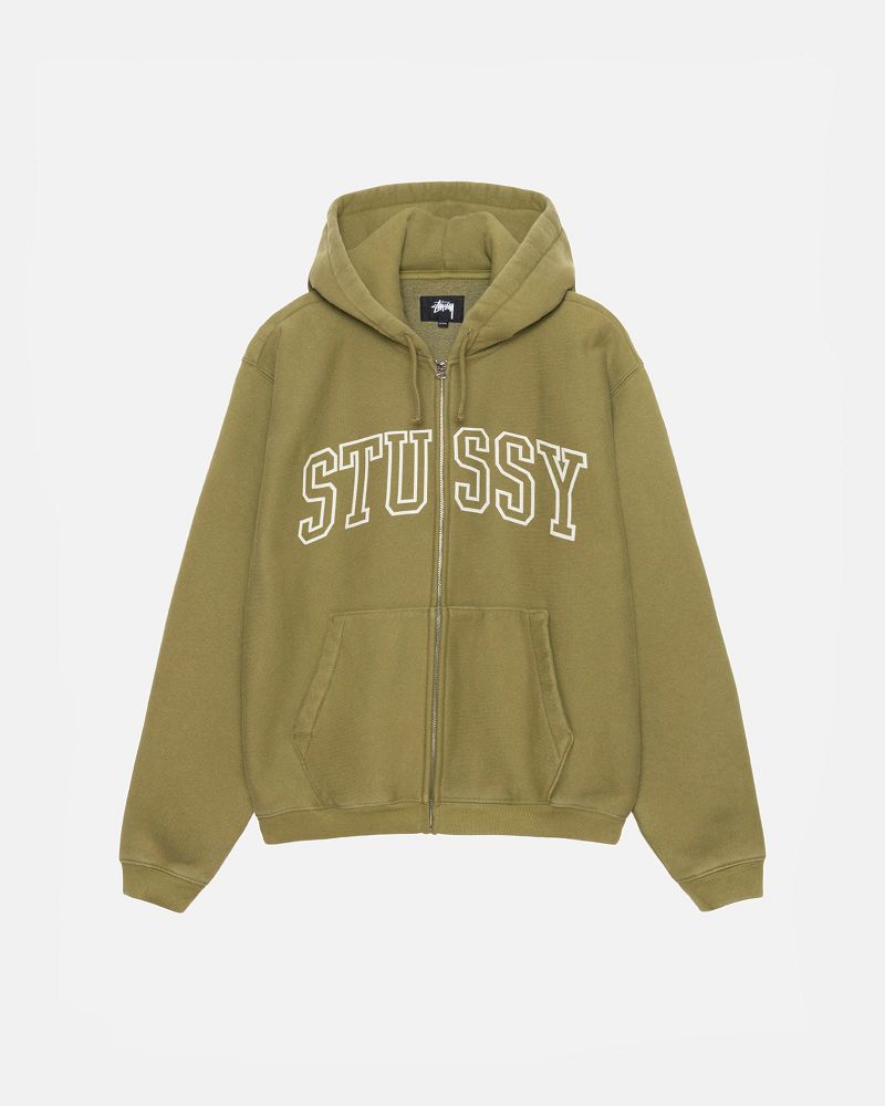 STUSSY OUTLINE ZIP HOODIE Vert Olive | STUSSY-56279