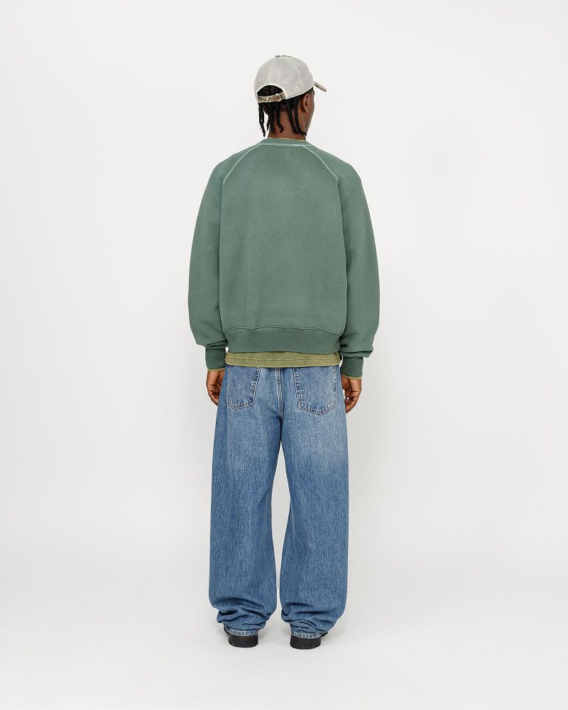 STUSSY OVERLOCK VARSITY RAGLAN CREW Vert Foncé | STUSSY-56212