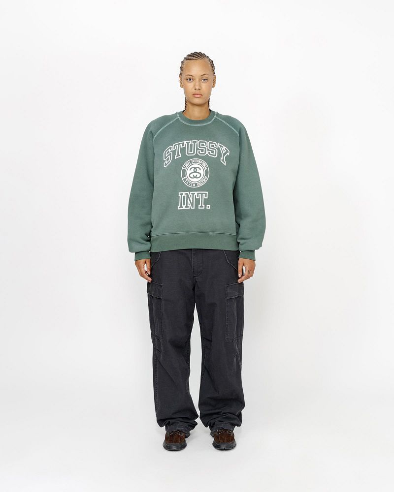 STUSSY OVERLOCK VARSITY RAGLAN CREW Vert Foncé | STUSSY-56212