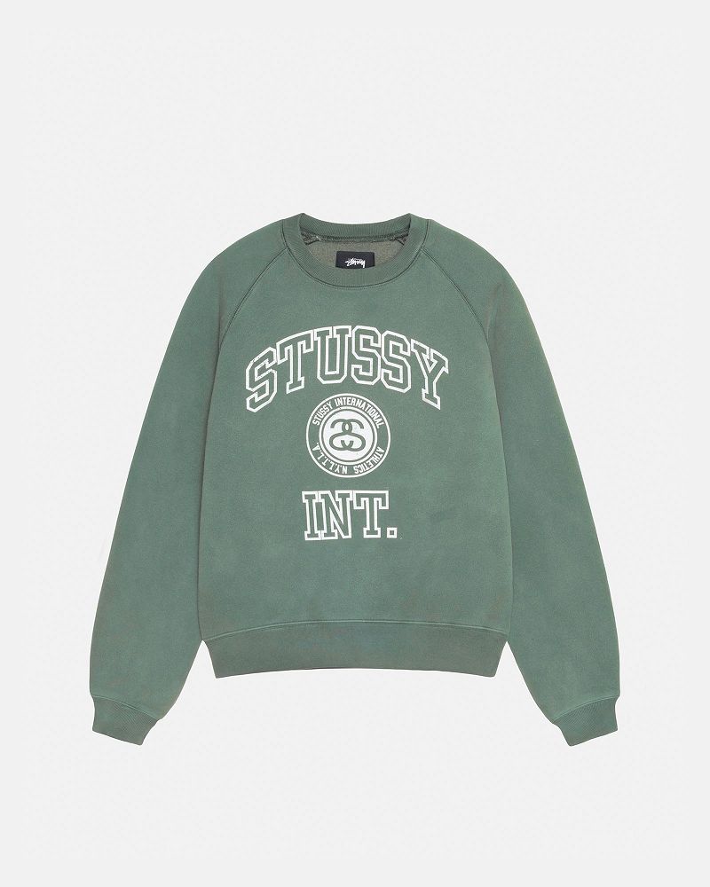 STUSSY OVERLOCK VARSITY RAGLAN CREW Vert Foncé | STUSSY-56212