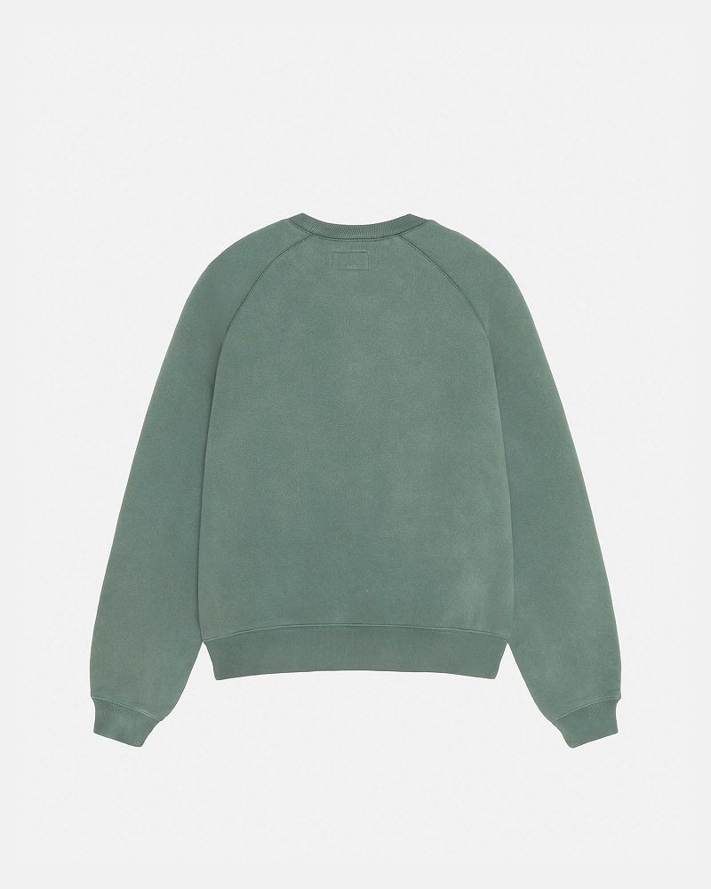 STUSSY OVERLOCK VARSITY RAGLAN CREW Vert Foncé | STUSSY-56212