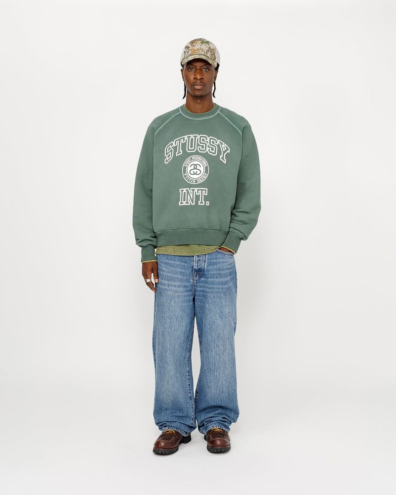 STUSSY OVERLOCK VARSITY RAGLAN CREW Vert Foncé | STUSSY-56212