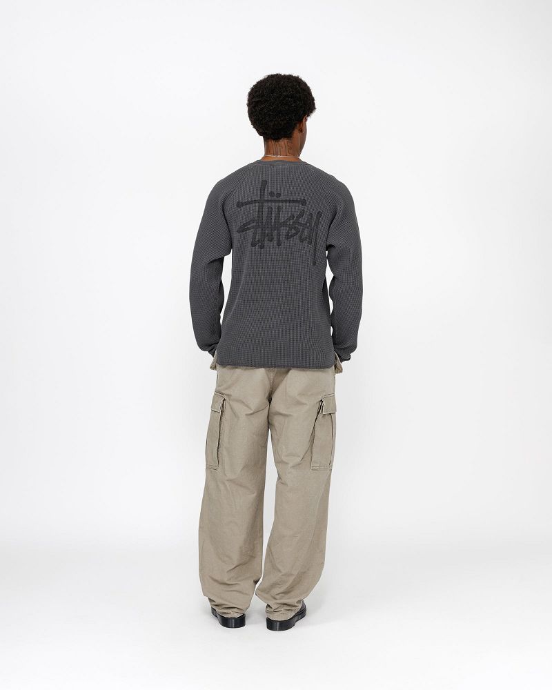 STUSSY RAGLAN THERMAL LS CREW Noir | STUSSY-56173