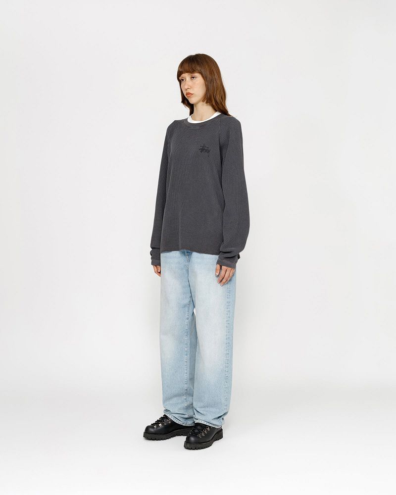 STUSSY RAGLAN THERMAL LS CREW Noir | STUSSY-56173