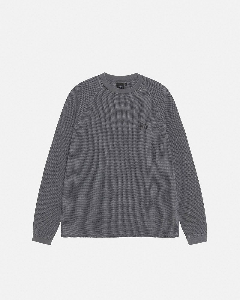 STUSSY RAGLAN THERMAL LS CREW Noir | STUSSY-56173