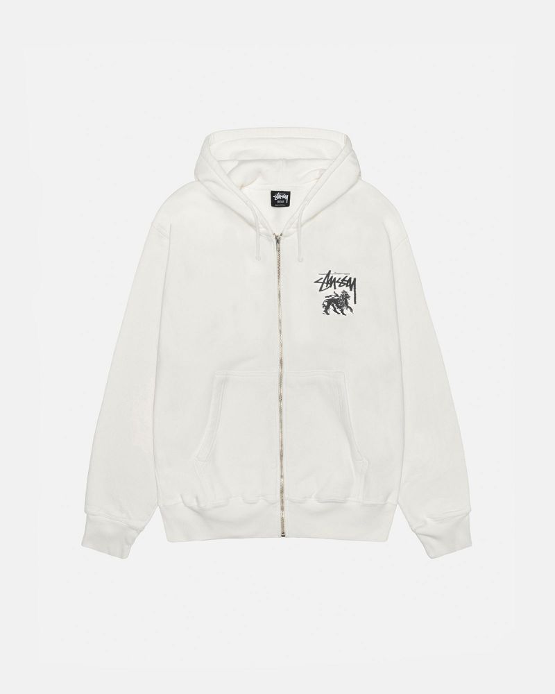 STUSSY RASTA LION ZIP HOODIE PIGMENT DYED Beige | STUSSY-55831