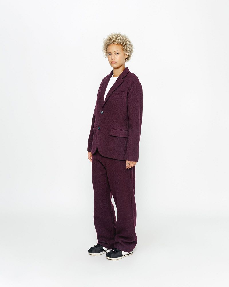 STUSSY RELAXED TROUSER TEXTURED WOOL Bordeaux | STUSSY-56086