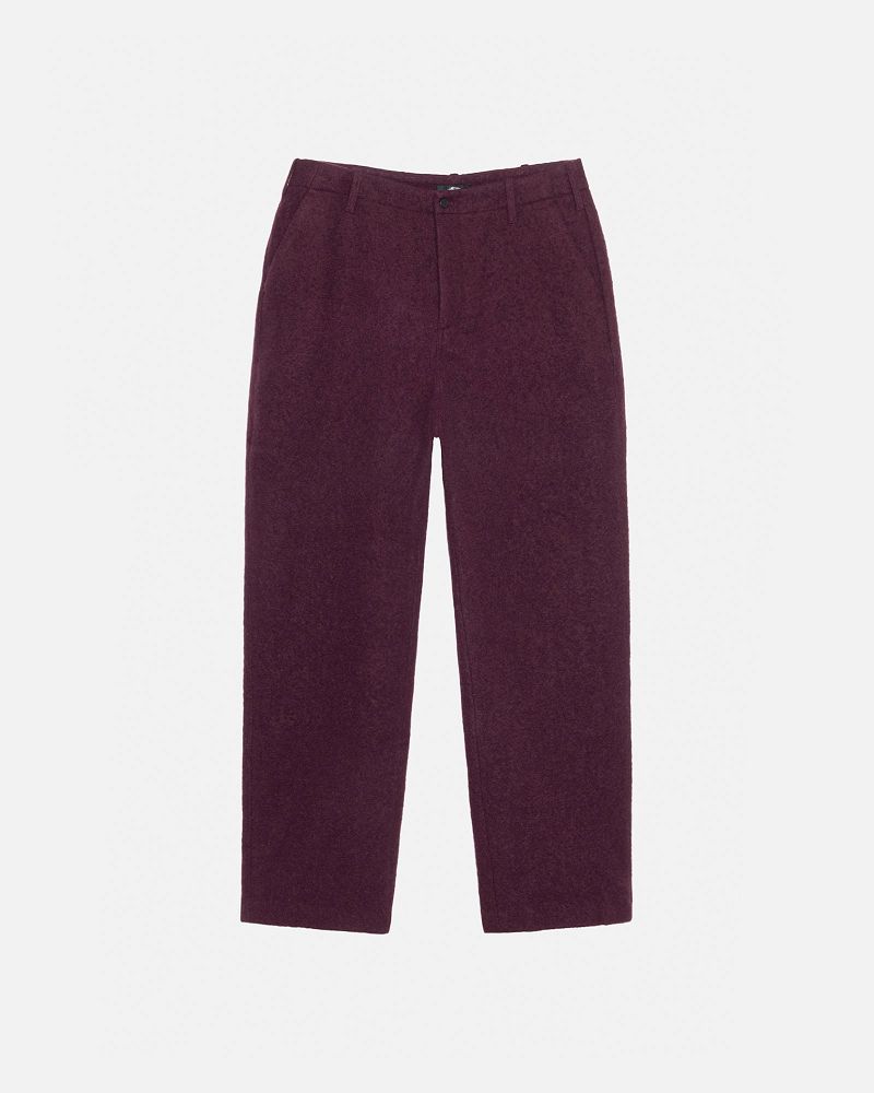 STUSSY RELAXED TROUSER TEXTURED WOOL Bordeaux | STUSSY-56086
