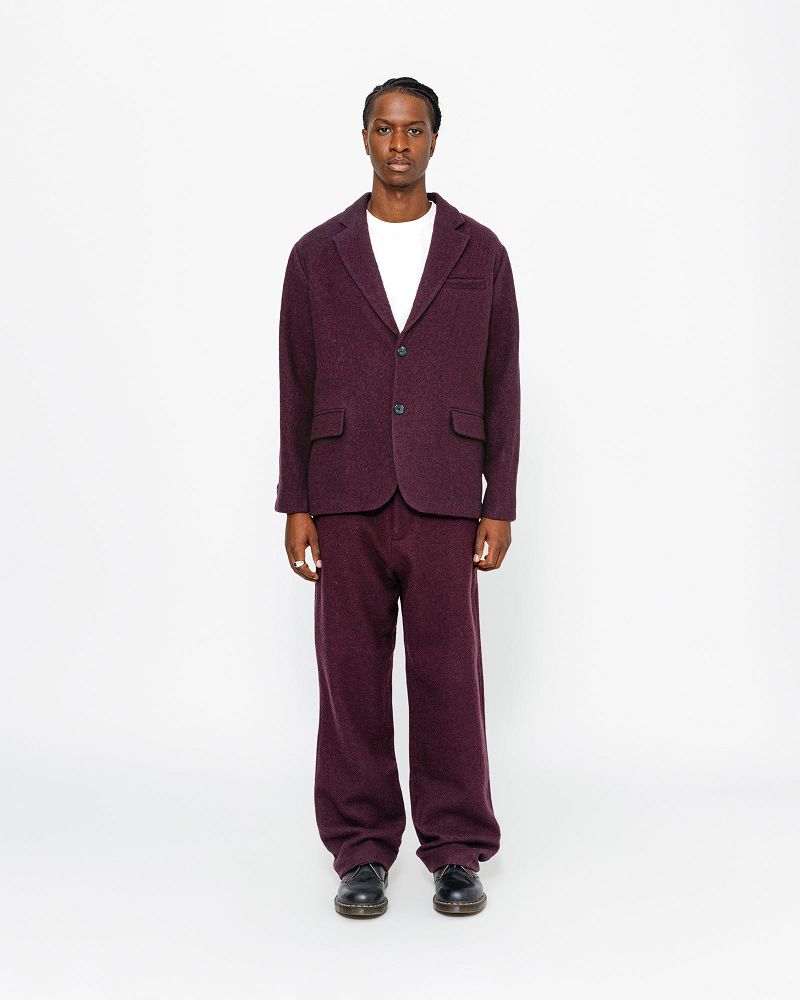 STUSSY RELAXED TROUSER TEXTURED WOOL Bordeaux | STUSSY-56086