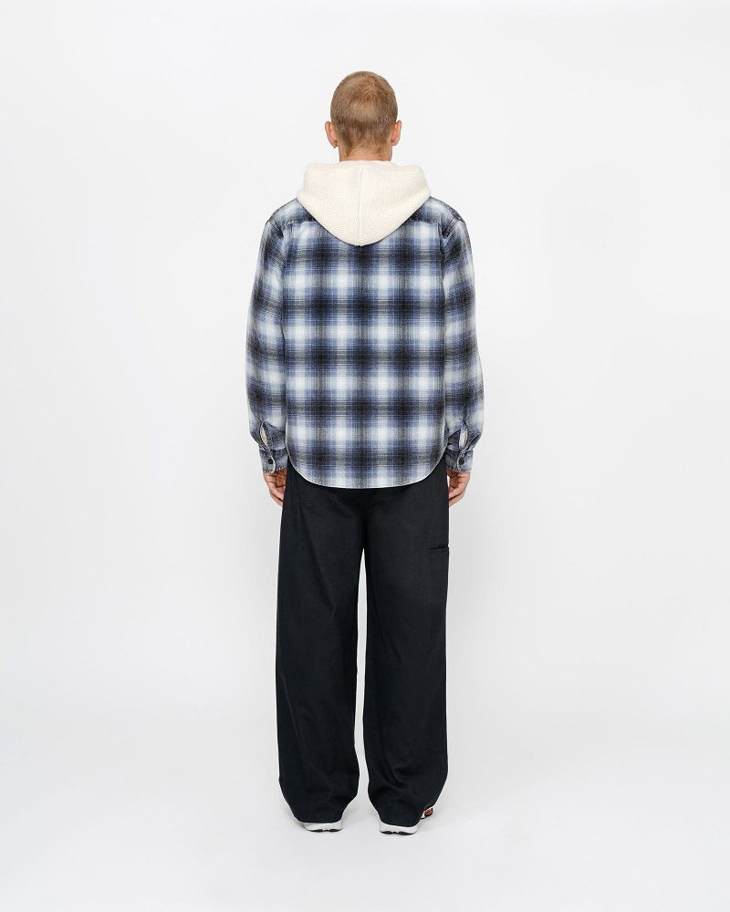 STUSSY ROCCO FLANNEL PLAID SHIRT Bleu | STUSSY-56154
