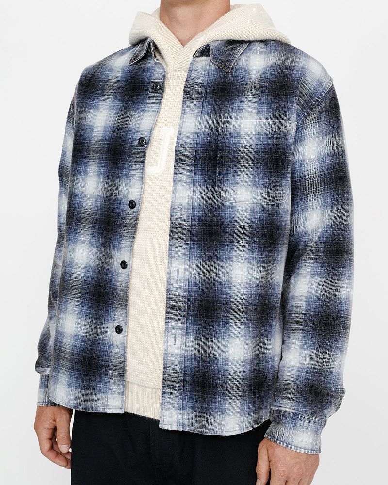 STUSSY ROCCO FLANNEL PLAID SHIRT Bleu | STUSSY-56154