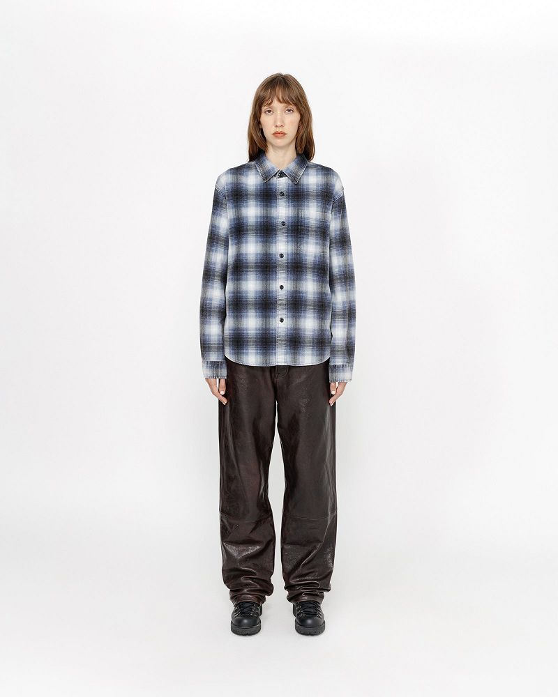 STUSSY ROCCO FLANNEL PLAID SHIRT Bleu | STUSSY-56154