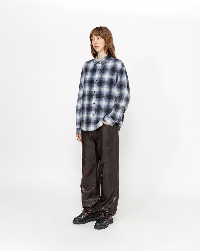 STUSSY ROCCO FLANNEL PLAID SHIRT Bleu | STUSSY-56154
