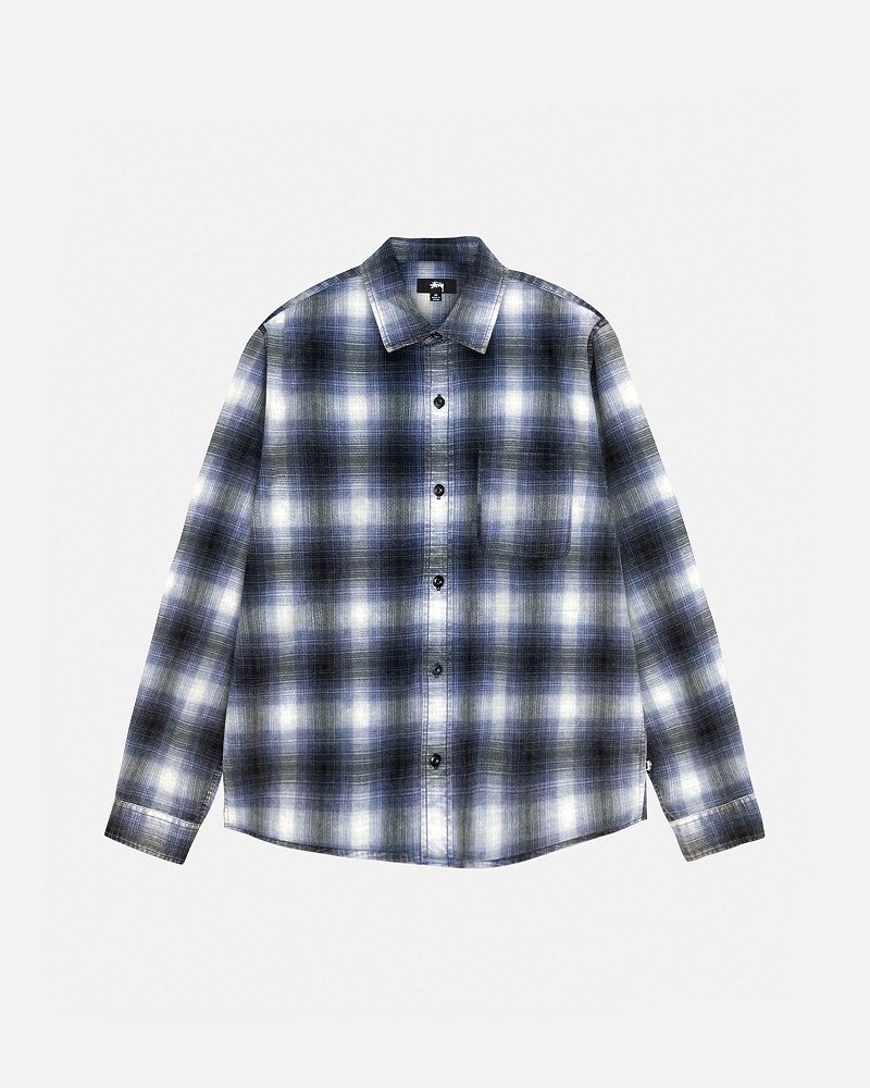 STUSSY ROCCO FLANNEL PLAID SHIRT Bleu | STUSSY-56154